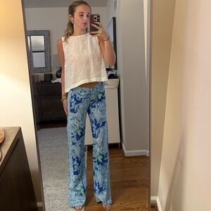 Lilly Pulitzer Blue Print Wide Leg Pants